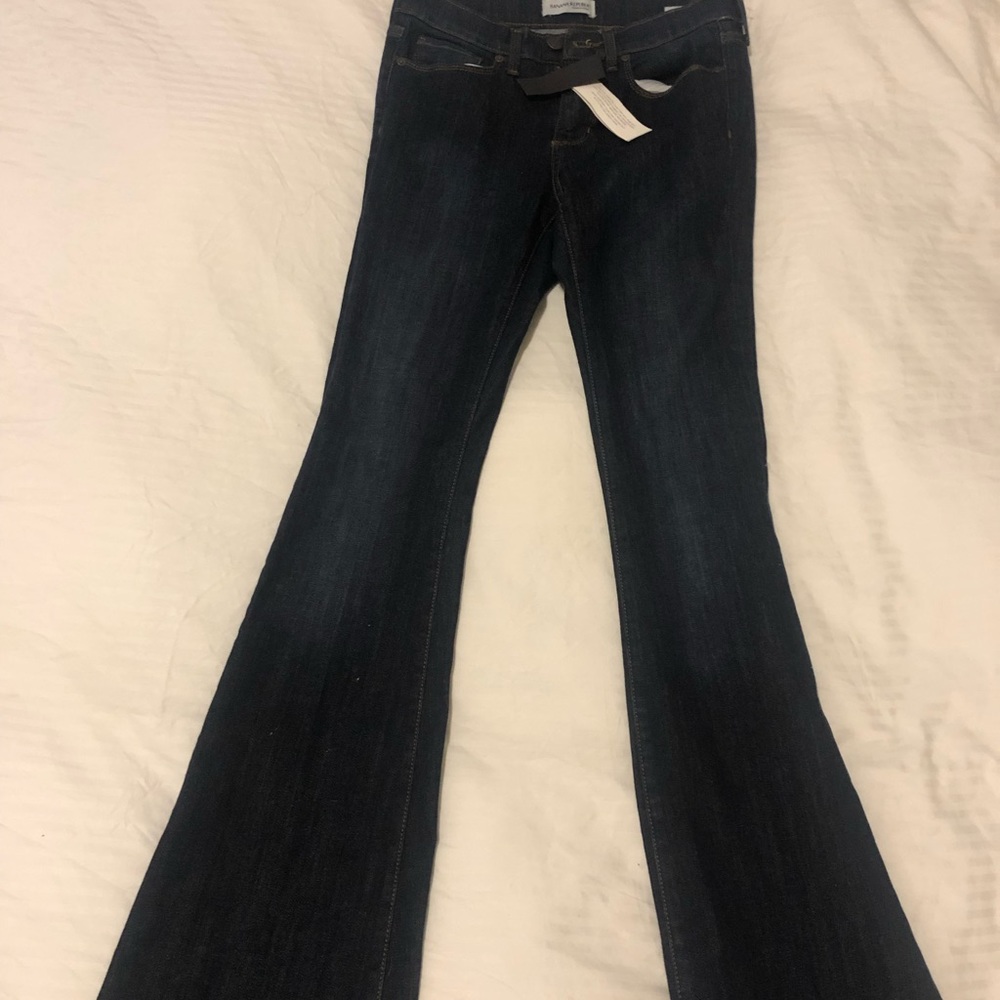 banana republic dark wash flared jeans